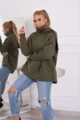 Bluza ocieplana z suwakiem z tyłu khaki. Brązowe bluzy damskie KESI, l, bez wzorów, z bawełny, bez kaptura. Za 238.37 zł.
