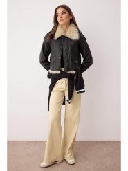 Trendyol Kurtka koszulowa w kolorze czarno-beżowym rozmiar: XL. Czarne kurtki damskie Trendyol, xl, bez wzorów, bez kaptura. Za 183.59 zł.