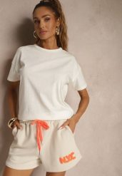 Beżowy Bawełniany T-shirt o Kroju Oversize Zilona. Brązowe t-shirty damskie Renee, l, bez wzorów, z bawełny, bez kołnierzyka. Za 24.99 zł.