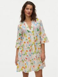 Vero Moda Sukienka letnia Elena 10357444 Żółty jasny Regular Fit. Żółte sukienki damskie Vero Moda, bez wzorów, z bawełny, bez ramiączek. Za 219.99 zł.