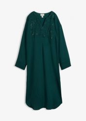 Lekka sukienka kaftanowa z ozdobną aplikacją. Czerwone sukienki damskie bonprix, z aplikacjami, bez ramiączek. Za 74.99 zł.