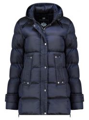 Geographical Norway Kurtka zimowa "Dolidia" w kolorze granatowym rozmiar: XL. Niebieskie kurtki damskie Geographical Norway, na zimę, xl, bez wzorów, z puchu, bez kaptura. Za 262.29 zł.