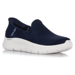 Buty do chodzenia damskie Skechers Go Walk Flex Slip ins. Niebieskie obuwie sportowe damskie Skechers, na wiosnę, z materiału, bez zapięcia, trekkingowe. Za 289.99 zł.