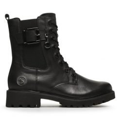 Botki Remonte. Czarne botki damskie Remonte, bez obcasa, na płaskiej podeszwie, bez zapięcia. Za 370.99 zł.