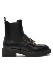 TWINSET Sztyblety 242TCP032 Czarny. Czarne botki damskie Twinset, ze skóry, bez obcasa, na płaskiej podeszwie, bez zapięcia. Za 899.99 zł.