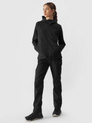 4F Kurtka softshell wiatroodporna membrana 5000 damska - czarna XL. Czarne kurtki damskie 4F, na zimę, m, bez wzorów, z dzianiny, z kapturem. W wyprzedaży za 139.99 zł.