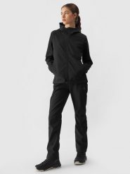 4F Kurtka softshell wiatroodporna membrana 5000 damska - czarna XXL. Czarne kurtki damskie 4F, na zimę, m, bez wzorów, z dzianiny, z kapturem. W wyprzedaży za 139.99 zł.