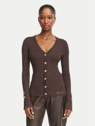 Guess Kardigan W6YR11 Z0950 Brązowy ciemny Slim Fit. Brązowe kardigany damskie Guess, m, z aplikacjami, z wiskozy. Za 394.99 zł.