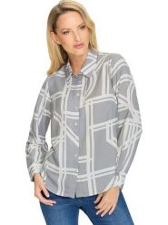 Heine Bluzka w kolorze szaro-białym rozmiar: 38. Szare bluzki damskie Heine, bez wzorów, bez kołnierzyka, bez ramiączek. Za 69.99 zł.