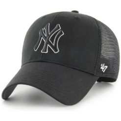 Czapka z daszkiem 47 Brand MLB New York Yankees Branson B-BRANS17CTP-BKAQ. Czarne czapki z daszkiem damskie 47 Brand, bez wzorów. Za 79.00 zł.