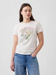 GAP Koszulka w kolorze białym rozmiar: XL. Białe bluzki damskie GAP, xl, bez wzorów, z bawełny, bez kołnierzyka, bez ramiączek. Za 55.95 zł.