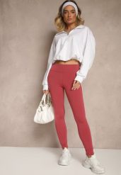 Ciemnoróżowe Legginsy Ozdobione Lampasami Puelle. Czerwone legginsy damskie Renee, l, bez wzorów, z jeansu. Za 29.99 zł.
