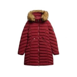 Parka dla kobiet Superdry Fuji. Czerwone parki damskie Superdry, xs, z puchu, bez kaptura. Za 646.50 zł.