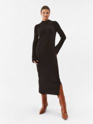 United Colors Of Benetton Sukienka dzianinowa 1044DV014 Czarny Straight Fit. Czarne sukienki damskie United Colors Of Benetton, bez wzorów, z dzianiny, bez ramiączek. Za 529.99 zł.