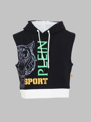 Plein Sport Bluza w kolorze czarnym rozmiar: XL. Czarne bluzy damskie Plein Sport, xl, bez wzorów, z bawełny, z kapturem. Za 259.13 zł.