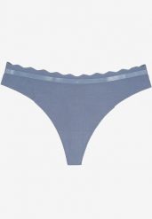 Niebieskie Bawełniane Majtki Stringi z Prążkowanego Materiału Sesivia. Niebieskie stringi Born2be, bez wzorów, z bawełny. Za 4.99 zł.