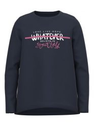 NAME IT Bluzka 13218897 Granatowy Relaxed Fit. Niebieskie bluzki i koszule dziewczęce Name it, bez wzorów, z bawełny, bez kołnierzyka, bez ramiączek. Za 49.99 zł.