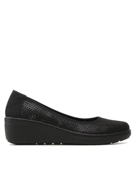 Go Soft Półbuty WS3392-1 Czarny. Czarne czółenka damskie GO SOFT, bez wzorów, ze skóry, bez obcasa, na koturnie. Za 109.99 zł.