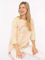 Zwillingsherz Koszulka "Smile" w kolorze beżowym rozmiar: XL. Brązowe bluzki damskie Zwillingsherz, xl, bez wzorów, bez kołnierzyka, bez ramiączek. Za 113.99 zł.