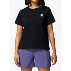 Koszulka bawełniana damska Columbia Rolling Bend Graphic. Czarne bluzki damskie Columbia, bez wzorów, z bawełny, sportowe, bez kołnierzyka, bez ramiączek. Za 115.49 zł.
