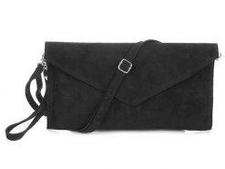 Skórzana kopertówka czarna N12. Czarne torebki klasyczne damskie ze skóry, bez dodatków. Za 84.90 zł.