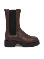 Calvin Klein Sztyblety Chunky Mid Chelsea Boot Lth YW0YW01909 Brązowy ciemny. Brązowe botki damskie Calvin Klein, ze skóry, bez obcasa, na płaskiej podeszwie, bez zapięcia. Za 799.99 zł.