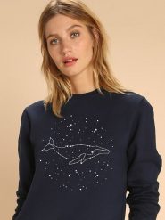 WOOOP Bluza "Whale Constellation" w kolorze granatowym rozmiar: XS. Niebieskie bluzy damskie Wooop, xs, bez wzorów, z bawełny, bez kaptura. Za 100.99 zł.