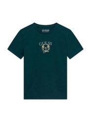 Guess T-Shirt L6YI25 K3764 Zielony ciemny Regular Fit. Zielone t-shirty i koszulki chłopięce Guess, z aplikacjami, z bawełny, bez kołnierzyka, bez ramiączek. Za 114.99 zł.