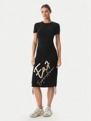 EA7 Emporio Armani Sukienka codzienna 7W001062 AF10373 UC001 Czarny Regular Fit. Czarne sukienki damskie EA7 Emporio Armani, bez wzorów, z bawełny, bez ramiączek. Za 359.99 zł.