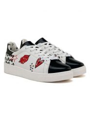 Goby Skórzane sneakersy w kolorze czarno-białym rozmiar: 37. Białe obuwie sportowe damskie Goby, za kostkę, bez zapięcia. Za 217.99 zł.