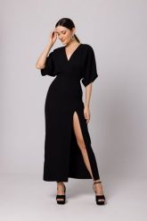 Maxi Sukienka z Długim Rozcięciem - Czarna. Czarne sukienki damskie MOE, bez wzorów, z elastanu, wizytowe, bez ramiączek. Za 326.90 zł.