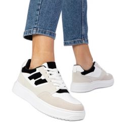 Biało-czarne sneakersy trampki damskie białe. Białe trampki damskie bez wzorów, z syntetyku, bez zapięcia. Za 84.03 zł.