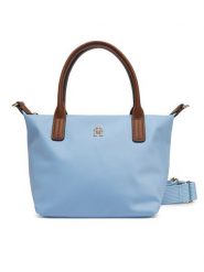 Tommy Hilfiger Torebka Popette Mini Tote AW0AW17709 Błękitny. Niebieskie torebki klasyczne damskie Tommy Hilfiger, ze skóry, bez dodatków. Za 369.99 zł.
