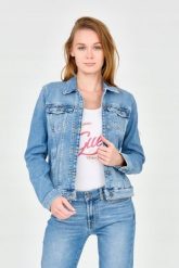 7 FOR ALL MANKIND Damska kurtka jeansowa. Niebieskie kurtki damskie 7 for all mankind, s, bez wzorów, z jeansu, bez kaptura. W wyprzedaży za 549.99 zł.