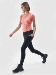 4F Spodnie do biegania w terenie szybkoschnące damskie - czarne S. Czarne spodnie sportowe damskie 4F, l, bez wzorów, z dzianiny, z podwyższonym stanem, do biegania. W wyprzedaży za 119.99 zł.