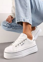 Białe Sneakersy przed Kostkę na Grubej Podeszwie Kernia. Białe obuwie sportowe damskie Renee, przed kostkę, bez zapięcia. Za 74.99 zł.