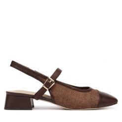 Czółenka Caprice. Brązowe czółenka damskie Caprice, bez wzorów, bez obcasa. Za 339.99 zł.