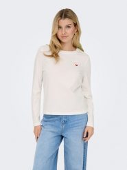 JDY Koszulka w kolorze kremowym rozmiar: L. Brązowe koszulki damskie JDY, l, bez wzorów, bez kołnierzyka, bez ramiączek. Za 79.21 zł.