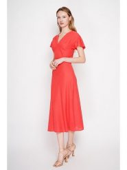 ASSUILI Lniana sukienka w kolorze czerwonym rozmiar: 40. Czerwone sukienki damskie Assuili, bez wzorów, ze lnu, bez ramiączek. Za 130.99 zł.