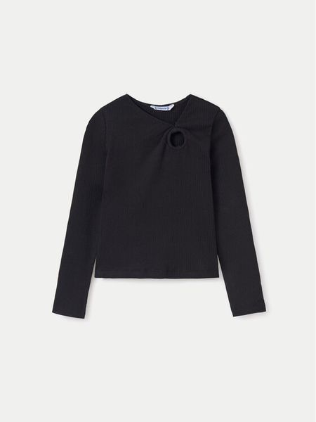 Mayoral Bluzka 7011 Czarny Regular Fit. Czarne bluzki i koszule dziewczęce Mayoral, bez wzorów, z bawełny, bez kołnierzyka, bez ramiączek. Za 59.99 zł.