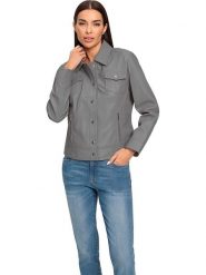 Heine Skórzana kurtka w kolorze szarym rozmiar: 46. Szare kurtki damskie Heine, bez wzorów, ze skóry, bez kaptura. Za 281.10 zł.