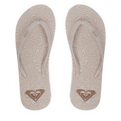 Japonki Roxy. Brązowe klapki damskie Roxy, bez wzorów, bez obcasa, bez zapięcia. Za 69.99 zł.