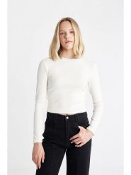 DeFacto Koszulka w kolorze białym rozmiar: L. Białe koszulki damskie DeFacto, l, bez wzorów, bez kołnierzyka, bez ramiączek. Za 73.99 zł.