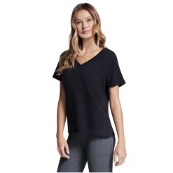T-shirt sportowy z krótkim rękawem damski Pima V-Neck Tee. Czarne koszulki sportowe damskie Skechers, xs, bez wzorów, z poliesteru, bez ramiączek. Za 119.99 zł.