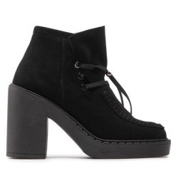 Botki Simple. Czarne botki damskie Simple, bez obcasa, na słupku, bez zapięcia. Za 509.99 zł.