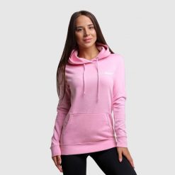 Bluza damska fitness z kapturem różowa PRO. Czerwone bluzy damskie GYMBEAM, xl, bez wzorów, z bawełny, z kapturem. Za 88.90 zł.