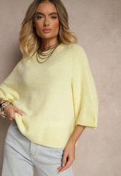 Żółty Sweter z Rękawami 3/4 z Wełną Dannalin. Żółte swetry klasyczne damskie Renee, na wiosnę, z wełny, bez kołnierzyka. Za 149.99 zł.