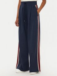 Weekend Max Mara Spodnie palazzo Marsala 2515781011 Granatowy Wide Leg. Niebieskie spodnie materiałowe damskie Weekend Max Mara, bez wzorów, z bawełny. Za 679.99 zł.