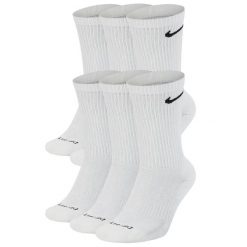 Skarpetki treningowe Nike Cotton Cushioned Dri-Fit 6 pack SX6897-100. Białe skarpetki damskie Nike, bez wzorów. Za 99.00 zł.