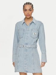 Calvin Klein Jeans Sukienka jeansowa J20J222784 Niebieski Regular Fit. Niebieskie sukienki damskie Calvin Klein Jeans, bez wzorów, z bawełny, bez ramiączek. Za 379.99 zł.